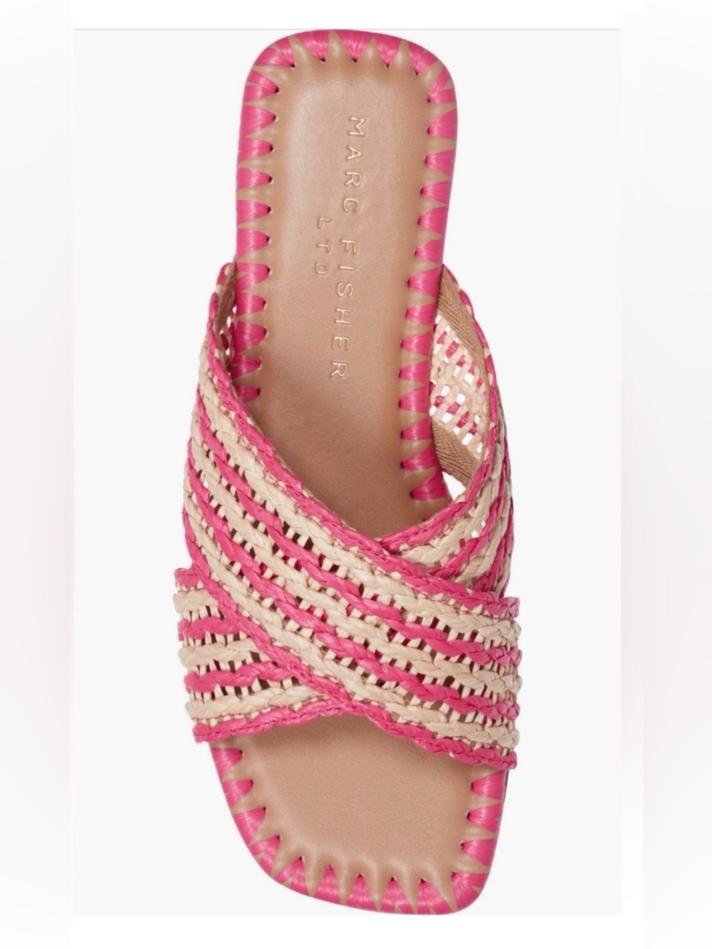 Marc Fisher Pink & Natural Woven Slide Mule